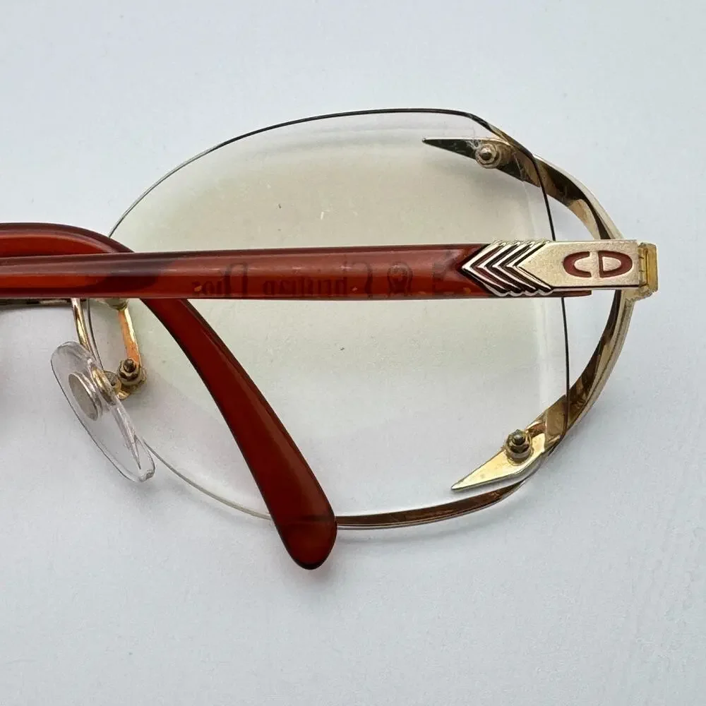 Christian Dior Sunglasses 2289 43 Gold Butterfly Rimless Vintage 61-16-120